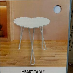 White Heart Accent Side Table - Decorative Coffee Table Book Display